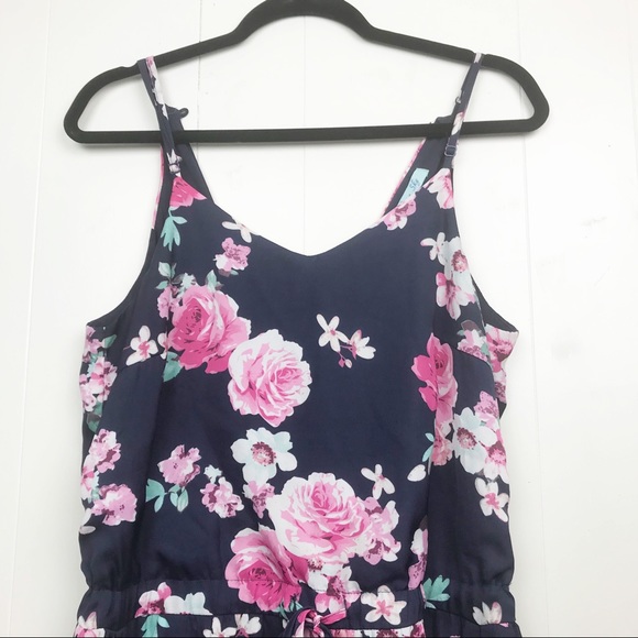 She + Sky Navy floral Racerback keyhole romper 530 - Picture 6 of 8